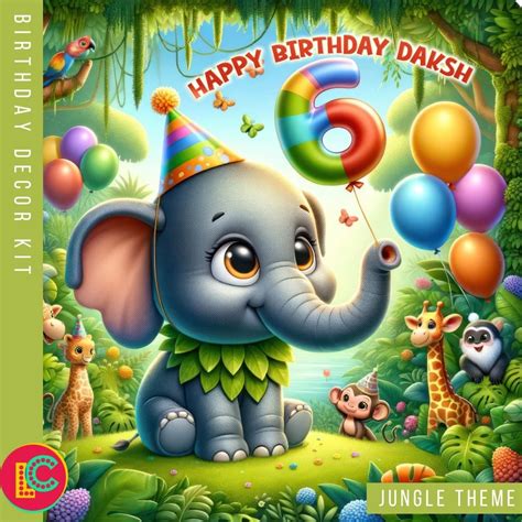 Jungle Theme | Personalized Birthday Decor Kit | 6th Year | Little ...