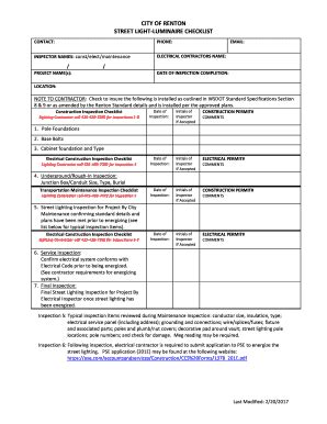 Street Light Maintenance Checklist - Fill Online, Printable, Fillable ...