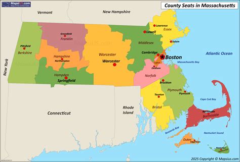 Massachusetts County Map - List of counties in Massachusetts - MapsiUS.com