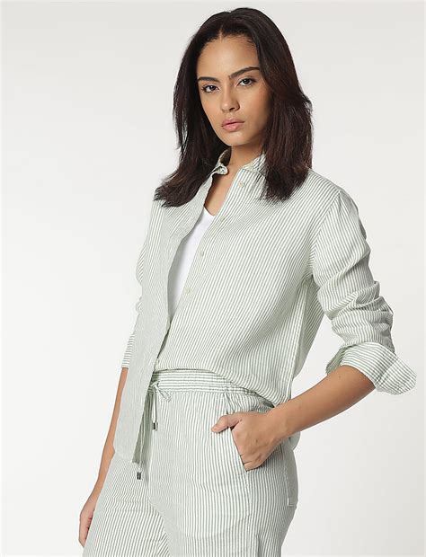Buy Pure Linen Spread Collar Striped Shirt at Marks & Spencer