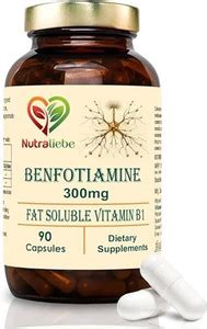 Nutraliebe Benfotiamine 300mg - Fat Soluble Vitamin B1 for Nerve Health ...