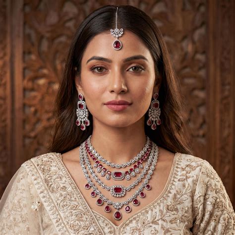 Chitra American Dimond Long Necklace Set – Kaushalya Art Jewellery