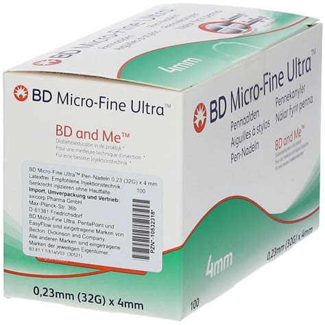 BD Micro-Fine Ultra™ + Pen Nadeln 0,23 x 4 mm 32 G 100 St - Shop Apotheke