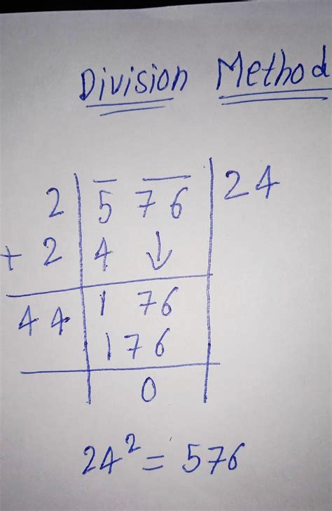 Find the square root of 576 by division method.With video solution ...