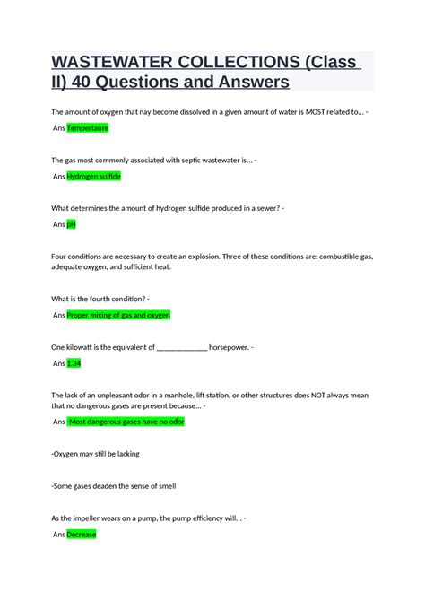 Image result for Wastewater Math Practice Questions