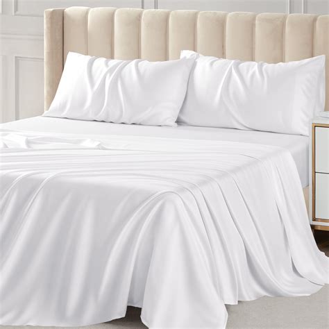 Cocosity Rayon Bamboo Full Size Cooling White Bedding Sheets with ...