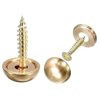 uxcell 4Pcs Decorative Screws with Caps, 15mm Dia Brass Mirror Screws ...