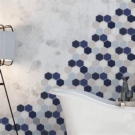 Honey Hexa Blue and Cream 12 Sheets Glossy 3D | Ubuy India