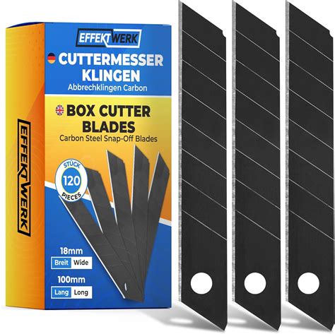 E•Werk - Box Cutter Blade Set - Black, 120 Pack - 18mm Utility Knife Replacement Blades - Heavy ...