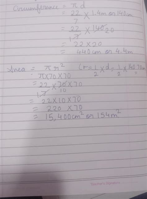The diameter of a circular metal sheet is 1.4 m. find its circumference ...