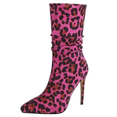 Buy Caradise Womens Stretch Mid Calf Boot Pointed Sock Kitten Heel ...