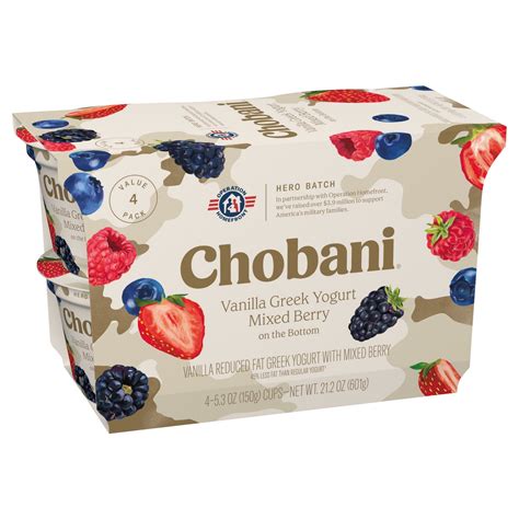 Chobani Mixed Berry on the Bottom Low-Fat Vanilla Greek Yogurt - 4ct/5 ...