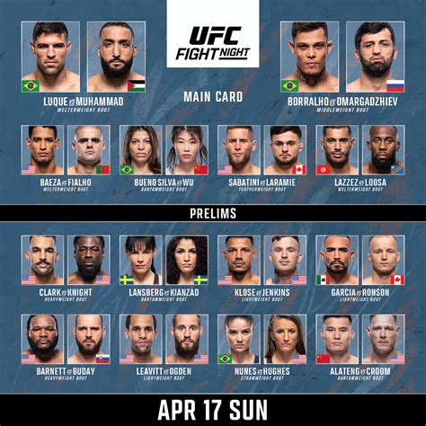 UFC LineUp 的图像结果