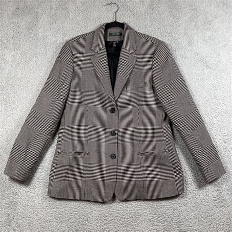 Lauren Ralph Lauren Blazer Womens 14 Gray Wool Plaid … - Gem