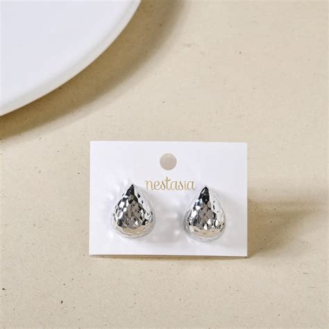 Earrings Online - Premium Silver Dew Geometric Studs | Nestasia