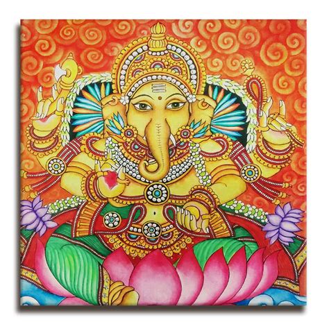 Kerala Mural Indian Traditional Canvas Painting with Large Framed ...