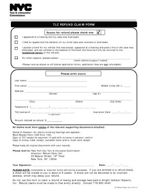 2016-2026 NY TLC Refund Claim Form - Blank Fillable Template | Fill Out ...