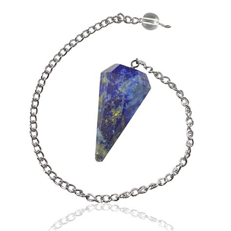 Crystu Natural Lapis Lazuli Dowser Pendulum 6 / Six Faceted Crystal ...