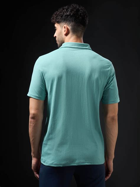 Men Solid Slim Fit Polo T-shirt with COTFLEX