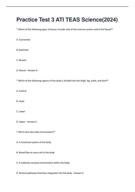 Practice Test #3 ATI TEAS Science Questions With Verified Solutions ...