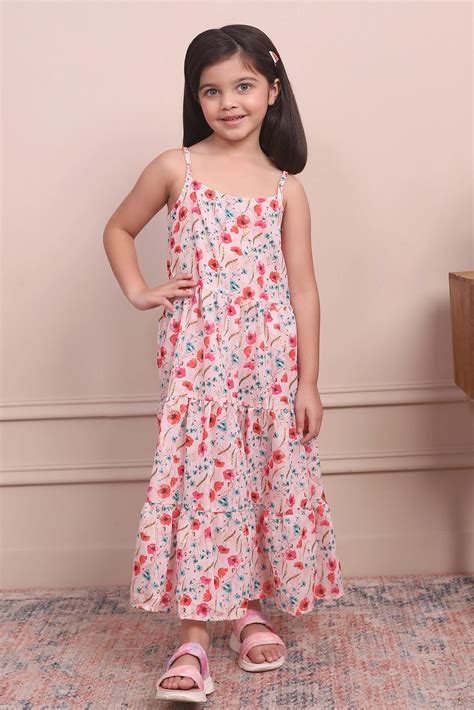 Matching Mom and Daughter Sleeveless Spaghetti Dresses in Peach Multi