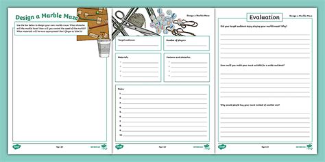 Design a Marble Maze Worksheet