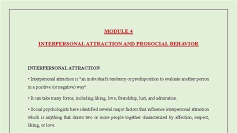 Module 4: Interpersonal Attraction & Prosocial Behavior Insights - Studocu