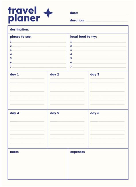 Best 13 Free Travel Planning Template | Free download | |Customizable ...