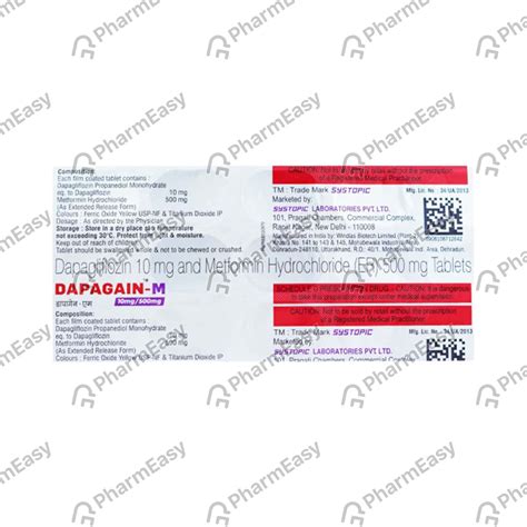 Dapagain M 10/500mg Strip Of 15 Tablets: Uses, Side Effects, Price ...