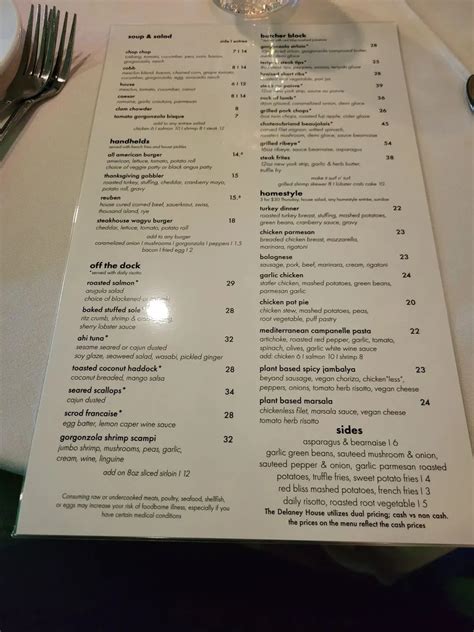 The Delaney House Menu - Updated November 2025