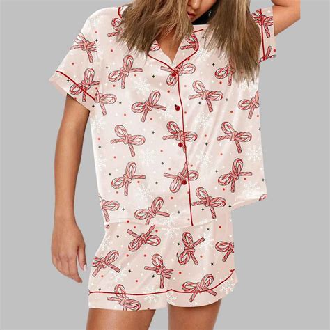 Coquette Bow Christmas Pajama Set - gullprint.com