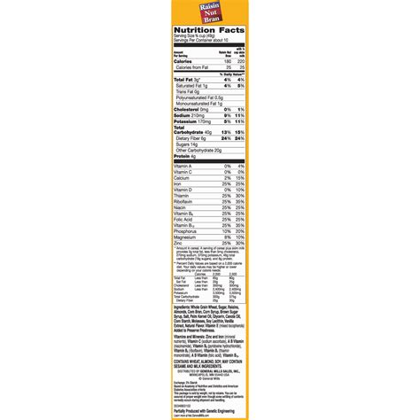 Nutrition Information Raisin Nut Bran Cereal | Besto Blog
