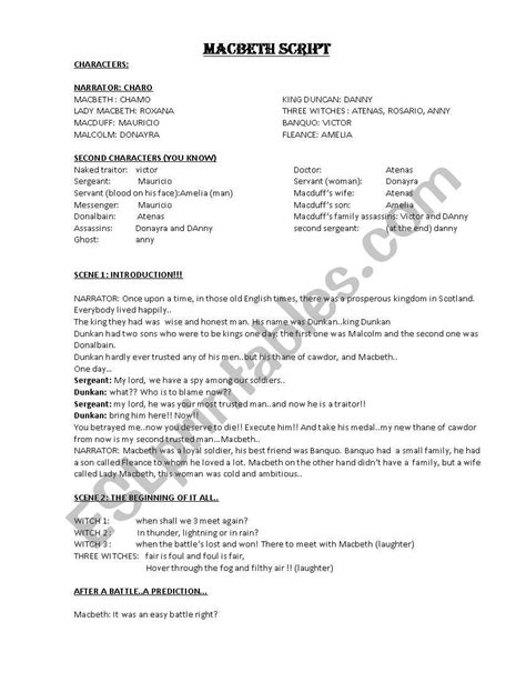 Image result for Macbeth Script