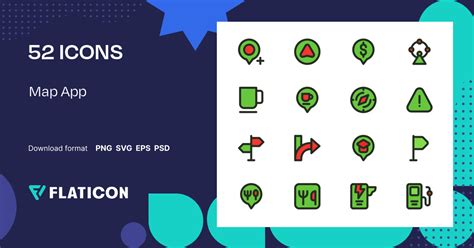 Map App Icon Pack | Outline Color | 52 .SVG Icons