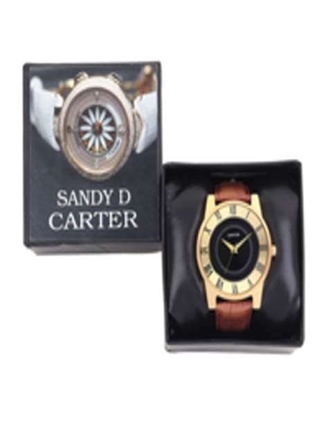 Buy Sandy D Carter Men Black Brass Dial & Brown Leather Straps Analogue Watch - Watches for Men ...