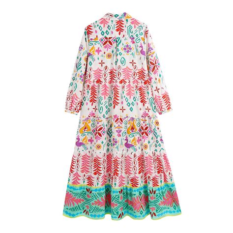 Women's Long Sleeve Positioning Printing Dress – Sociable Weaver Nest