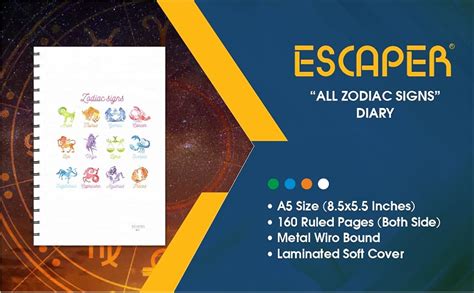 ESCAPER All Zodiac Signs Diary White (Ruled - A5 Size - 8.5 x 5.5 ...
