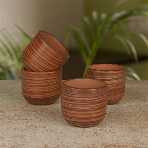 Buy StyleMyWay Handcrafted Kullads in Terracotta (Set of 4, Brown ...