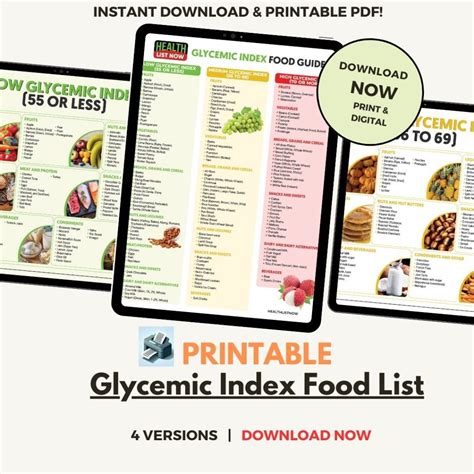 Printable Glycemic Index Food List Chart - Infoupdate.org