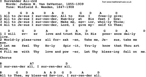 Top 500 Hymn: I Surrender All - lyrics, chords and PDF