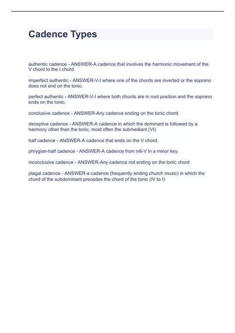 Cadence Types - Cadence Types - Stuvia US