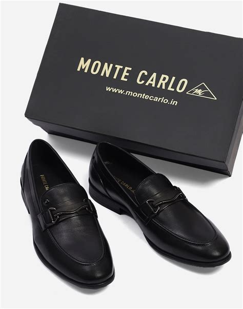 Buy Men Black Slip on Genuine Leather Loafers Online in India - Monte Carlo