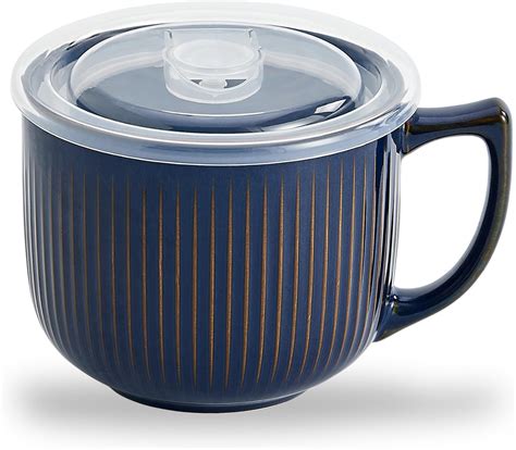 Amazon.com | Ceramic Soup Bowl with Handle 32oz – Microwave Ramen Bowl ...