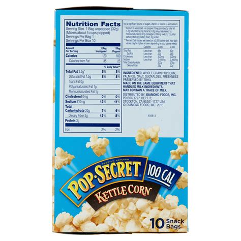 Popcorn Nutrition Facts Pop Secret at Susan Conyers blog