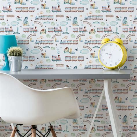 Patterned Wallpaper Kvilis - Locomotives | wall-art.com