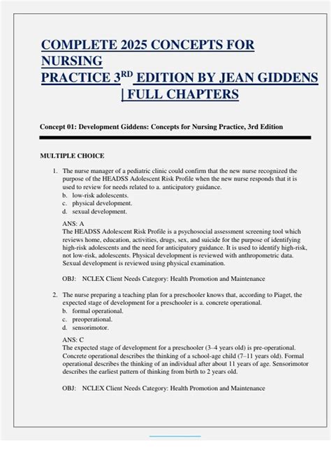 COMPLETE 2025 CONCEPTS FOR NURSING PRACTICE 3RD EDITION BY JEAN GIDDENS ...