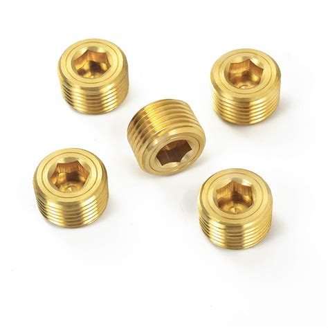 Brass 3/8" Pipe Fitting Plug Countersunk Thread Internal Hex Head Style ...