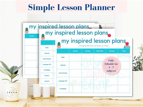 Editable Lesson Plan Template Teacher Elementary School Weekly Teach ...