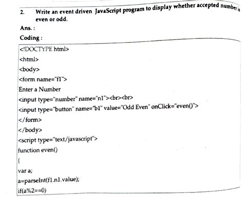 JS codes - 2. Ans. : even or odd. Coding : Write an event driven ...