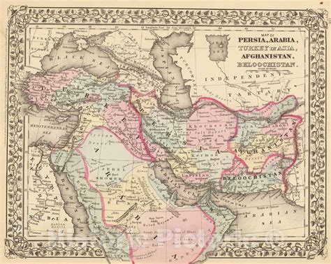Historic Map : 1880 Persia, Arabia, Turkey, Afghanistan, Beloochistan. – Historic Pictoric